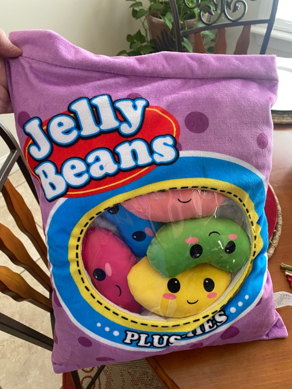 Jelly Beans Plush Bag with Pink, Blue, Green, Yellow & Peach Bean Friends Pillow